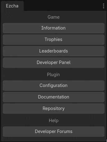 Browsing through the "Ezcha" menu that the plugin adds